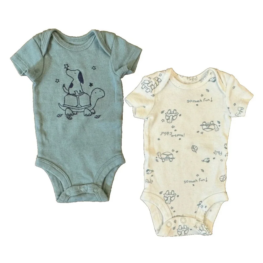 Carters Baby‎ Boy Preemie Lot Bodysuits Tees Animal Dog Turtle Best Pals Clothes
